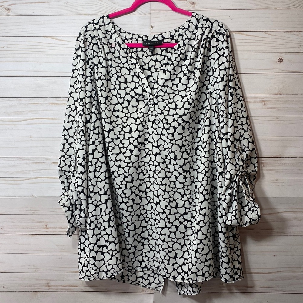 Lane Bryant Black and White Heart Print Blouse